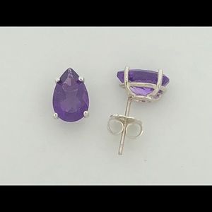 Natural Amethyst Stud Earrings